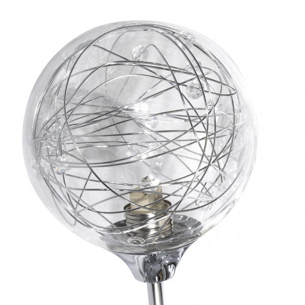 Lámpara de sobremesa Rio de Janeiro de Abrila en acabado cromo brillante, con 2 bombillas G9 para iluminación interior difusa y moderna. Diseño de metal y cristal inspirado en la ciudad, ideal para decoración doméstica contemporánea (modelo 154172020).