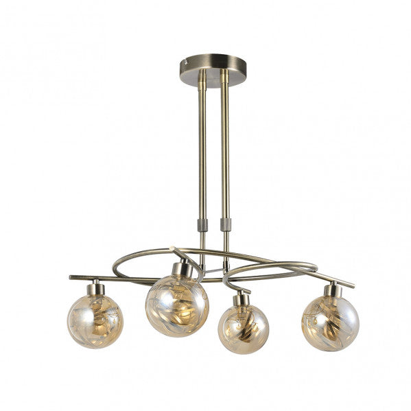 Lámpara moderna Varanasi de Abrila con 4 bombillas G9, acabado en cuero regulable, dimensiones 50x32 cm, diseño en metal y cristal para iluminación difusa en salón o dormitorio, referencia 154454014