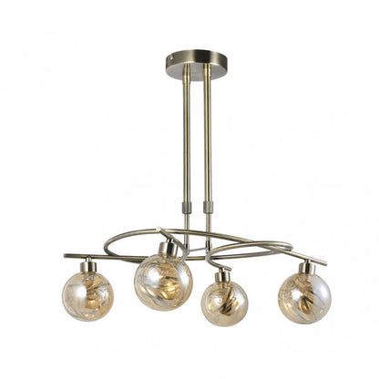 Lámpara moderna Varanasi de Abrila con 4 bombillas G9, acabado en cuero regulable, dimensiones 50x32 cm, diseño en metal y cristal para iluminación difusa en salón o dormitorio, referencia 154454014