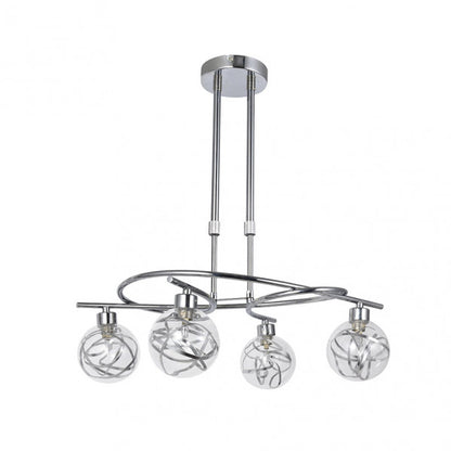 Lámpara Varanasi moderna de Abrila en cromo con 4 bombillas G9 regulables, diseño de cristal y metal para iluminación doméstica interior, dimensiones 50x32 cm, referencia 154454020