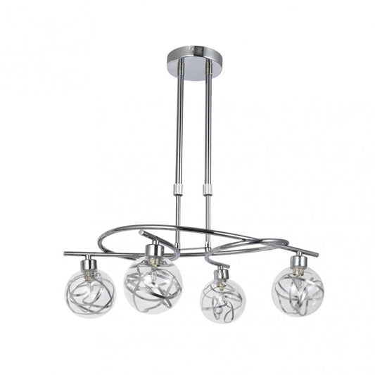 Lámpara Varanasi moderna de Abrila en cromo con 4 bombillas G9 regulables, diseño de cristal y metal para iluminación doméstica interior, dimensiones 50x32 cm, referencia 154454020