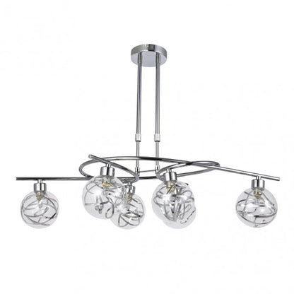 Lámpara moderna Varanasi de Abrila en cromo con 6 bombillas G9, diseño de metal y cristal con tulipas de cristal para iluminación interior doméstica y decoración elegante, serie Varanasi 154456020