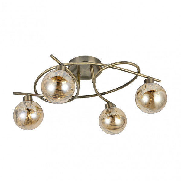 Plafon Varanasi moderno de 4xG9 con acabado en cuero, 20x32x40 cm, diseño Abrila en metal y cristal para iluminación doméstica y decoración interior