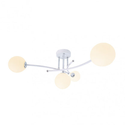 Lámpara La Habana moderna de Abrila en blanco y cromo, diseño 4xG9 con metal y cristal para iluminación difusa interior, dimensiones 25x59x59 cm, ideal para decoración doméstica contemporánea