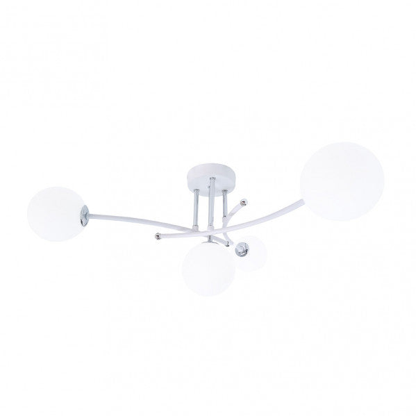 Lámpara La Habana moderna de Abrila en blanco y cromo con 4 bombillas G9, diseño de metal y cristal para iluminación difusa interior, dimensiones 25x59x59 cm, ideal para decoración doméstica contemporánea.