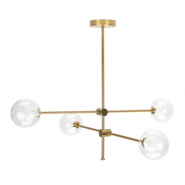 Lámpara Jerusalen de Abrila en bronce con 4 bombillas G9, diseño contemporáneo de cristal y metal, dimensiones 63x82x82 cm, iluminación cálida para decoración interior doméstica moderna, referencia 154654012