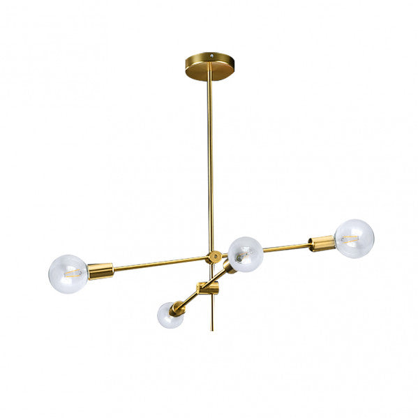Lámpara colgante Jerusalén 4xE27 en acabado bronce, diseño vintage moderno de Abrila para decoración interior doméstica, estructura metálica AI2 con sockets E27.