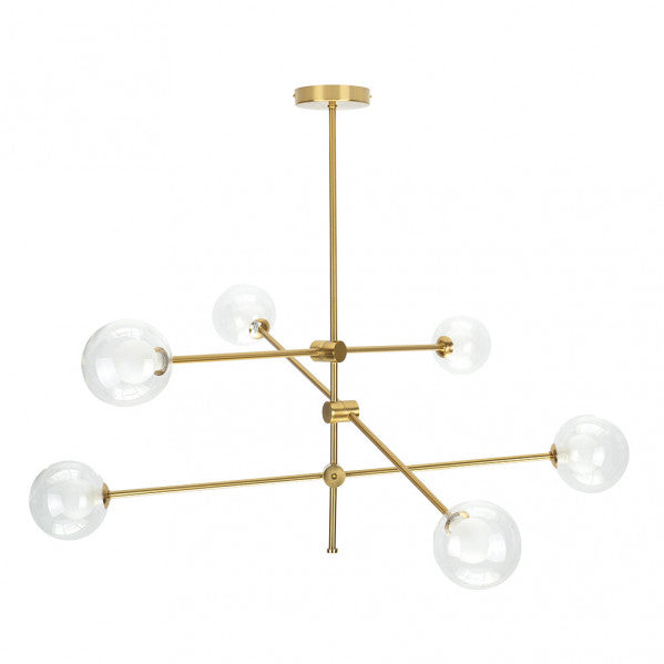 Lámpara colgante Jerusalén de Abrila en bronce con 6 bombillas G9, diseño moderno de cristal y metal con medidas 72x90x90 cm, ideal para decoración interior doméstica (código 154656012)