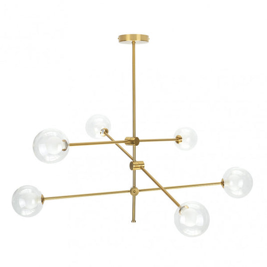 Lámpara colgante Jerusalén de Abrila en bronce con 6 bombillas G9, diseño moderno de cristal y metal con medidas 72x90x90 cm, ideal para decoración interior doméstica (código 154656012)