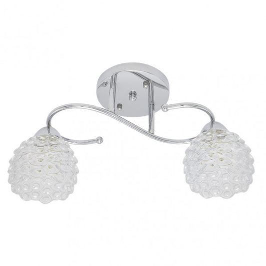 Lámpara Bagan moderna de Abrila en cromo con cristal, diseño neoclásico vintage, 2xE14, medidas 22x42x14,5 cm, iluminación interior doméstica y decoración elegante (referencia 155052020).