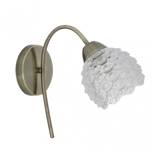 Aplique de pared Bagan en cuero y cristal de Abrila, modelo 155061014, diseño moderno vintage con estructura de metal, dimensiones 26x27x12 cm, ideal para decoración interior.