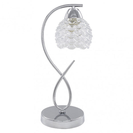 Lámpara sobremesa Bagan en cromo con base de cristal y metal, diseño moderno-vintage de Abrila, dimensiones 39x15x17 cm, iluminación doméstica para interiores elegantes (155071020)