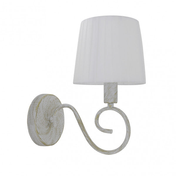 Aplique de pared Amsterdam en blanco y oro de Abrila, modelo clásico vintage 28x15x25 cm (155161075), diseño de metal y textil para decoración interior doméstica, estilo AI2 con acabado elegante y luminoso.