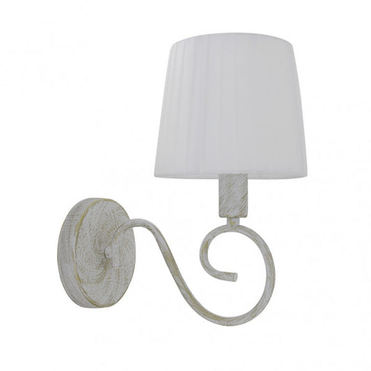 Aplique de pared Amsterdam en blanco y oro de Abrila, modelo clásico vintage 28x15x25 cm (155161075), diseño de metal y textil para decoración interior doméstica, estilo AI2 con acabado elegante y luminoso.