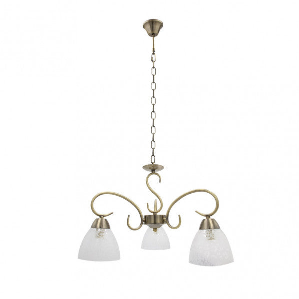 Lámpara clásica Jaipur de Abrila con acabado en cuero, cristal y metal, modelo 3xE14 155353014, diseño vintage para decoración de salón o dormitorio interior