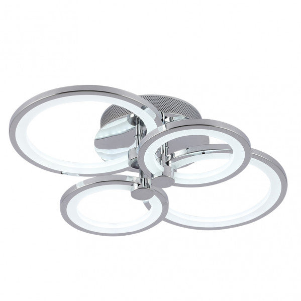 Plafon LED Sydney Cromo 76W regulable de Abrila, con mando a distancia para iluminación interior moderna y ahorro de energía, diseño elegante en acabado cromo para decoración del hogar, modelo 155984020.