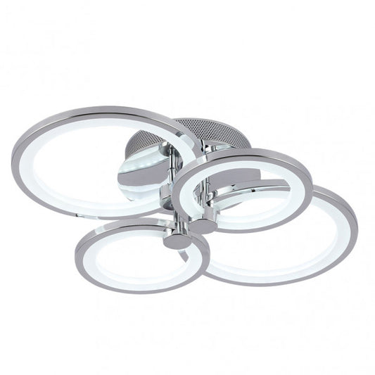 Plafon LED Sydney Cromo 76W regulable de Abrila, con mando a distancia para iluminación interior moderna y ahorro de energía, diseño elegante en acabado cromo para decoración del hogar, modelo 155984020.