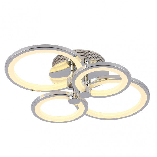 Plafon LED Sydney Cromo 76W regulable de Abrila, con mando a distancia para iluminación interior moderna, ahorro de energía y diseño decorativo para el hogar, modelo 155984020.