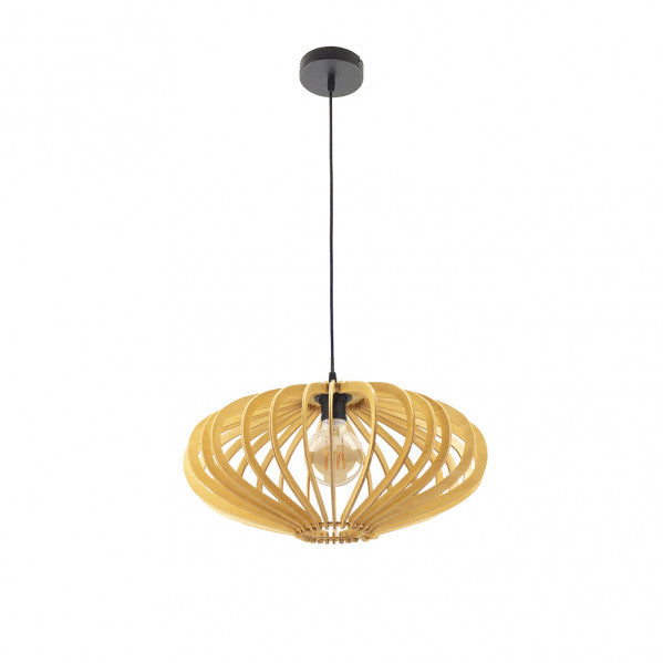 Colgante de lámpara Sapelli 1xE27 en madera natural, diseño minimalista rústico vintage de 45x45 cm, ideal para decoración interior en negro, Abrila 156194515