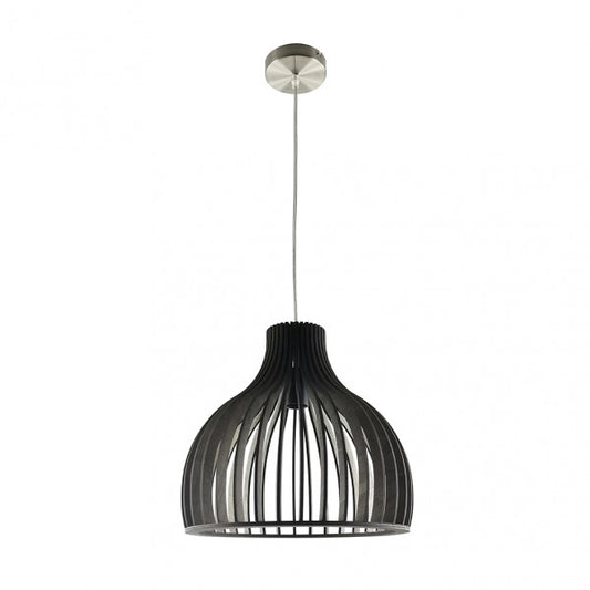 Colgante de iluminación rústica en madera caoba natural, modelo Abrila 156293502, con portalámparas E27, diseño vintage de 35x35 cm en tono café para decoración interior doméstica.