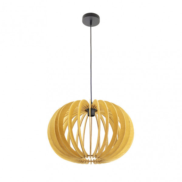 Colgante de lámpara de madera natural de olmo Abrila, diseño minimalista y vintage rústico de 45x45 cm para decoración interior mediterránea en el hogar, socket E27, código 156594515.