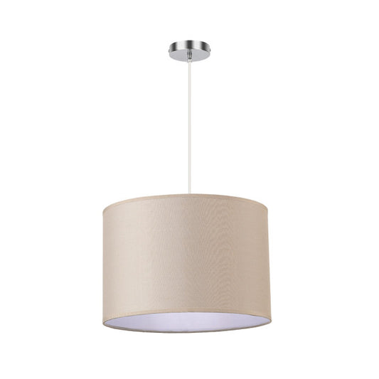 Colgante Chanza de Abrila en cromo y beige, diseño moderno de metal y textil con 1xE27, diámetro 30cm para iluminación interior doméstica y decoración contemporánea (modelo 157693015).