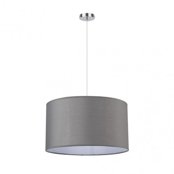 Colgante Chanza de Abrila en cromo gris, lámpara colgante moderna 2xE27 de 40x40 cm para iluminación interior doméstica, diseño en metal y textil para decoración contemporánea (ref. 157694028)