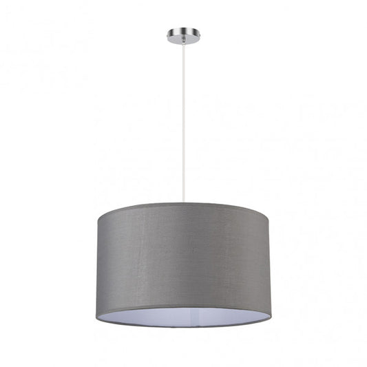 Colgante Chanza de Abrila en cromo gris, lámpara colgante moderna 2xE27 de 40x40 cm para iluminación interior doméstica, diseño en metal y textil para decoración contemporánea (ref. 157694028)