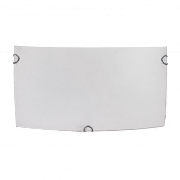 Aplique rectangular Ayla en blanco de Abrila, modelo moderno de metal y cristal con luz difusa, dimensiones 25x12.5x7 cm, ideal para decoración interior doméstica, referencia 158361001