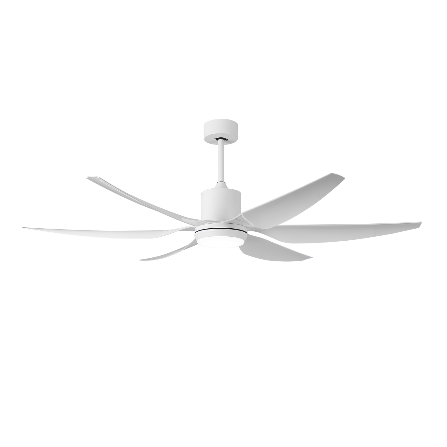 Ventilador de techo DC Otto blanco de 24W Abrila con luz LED integrada, control remoto y motor eficiente para uso doméstico interior en verano e invierno, diseño en metal ABS modelo 158691601