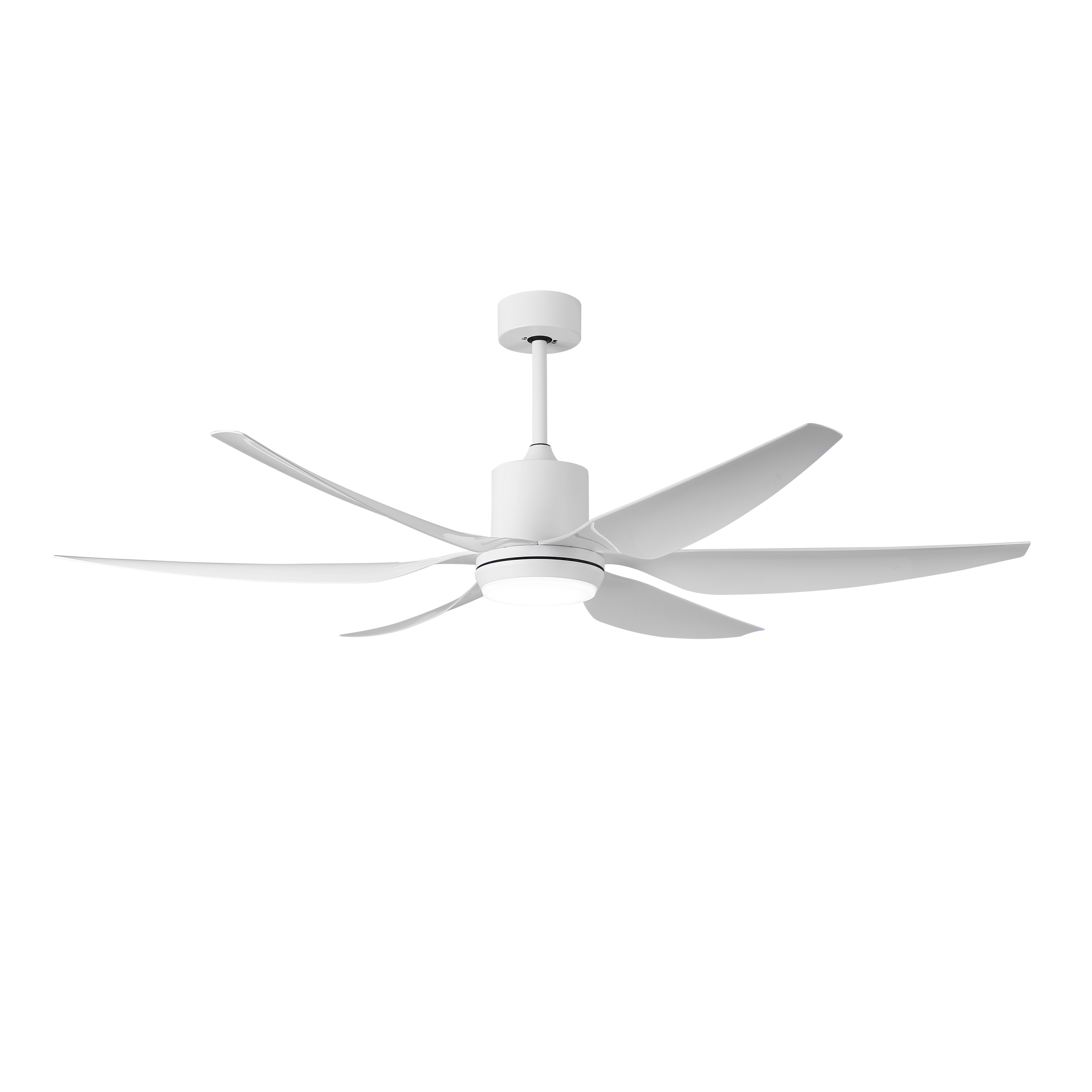 Ventilador de techo DC Otto blanco de 24W Abrila con luz LED integrada, control remoto y motor eficiente para uso doméstico interior en verano e invierno, diseño en metal ABS modelo 158691601