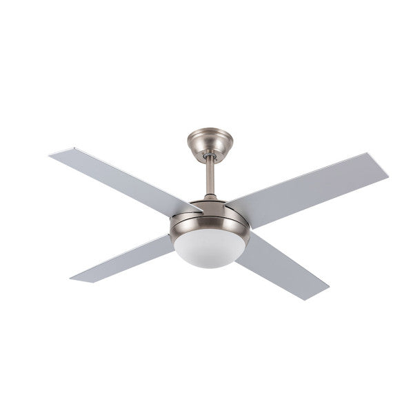 Ventilador de techo DC Ciro en níquel plata con aspas reversibles de haya, modelo Abrila 159092410 para interior doméstico, con control remoto y motor eficiente AI2