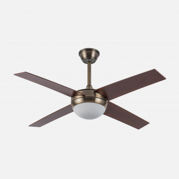 Ventilador de techo Ciro DC en acabado cuero/nogal de Abrila, con aspas de MDF, motor DC eficiente, control remoto y temporizador, modelo 159092436 para interiores.