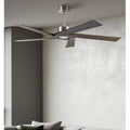 Ventilador de techo Nadir modelo Abrila en níquel rústico con 5 aspas de metal y madera, 142 cm de diámetro, motor DC eficiente para uso doméstico interior, con control remoto AI2 reversible para verano e invierno, referencia 159190528.