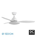 Ventilador de techo Yael blanco de 72W con motor DC, 6 velocidades y luz LED integrada ajustable, modelo Abrila 159391301 para interior doméstico, diseño moderno AI2 en color blanco.