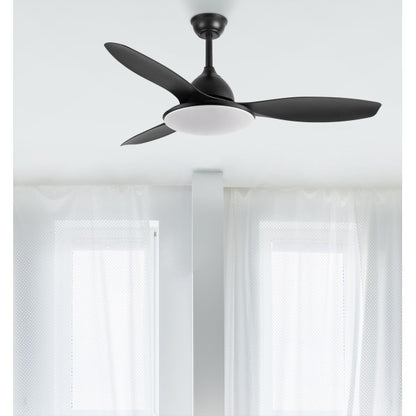 Ventilador de techo Yael negro 72W con LED integrado regulable, motor DC silencioso y 6 velocidades, modelo Abrila 159391309 para interior doméstico