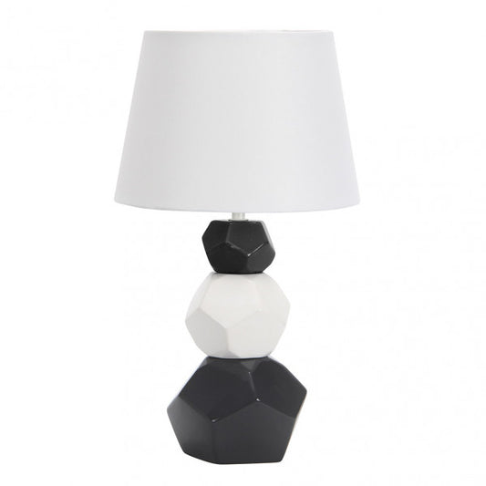 Lámpara sobremesa Foz de cerámica en blanco y negro de Abrila (160571026), diseño elegante con iluminación difusa y pantalla textil para decoración interior doméstica.