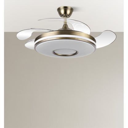 Ventilador de techo Dani Cuero de 107 cm con aspas retráctiles, acabado en cuero genuino, motor DC eficiente y luz LED integrada regulable para interiores domésticos - Modelo Abrila 165391414