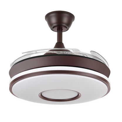 Ventilador de techo Dani Mini Marrón 59W de Abrila con LED integrado y motor DC, modelo 165399002. Diseño elegante en color marrón con aspas retráctiles para un hogar confortable. Incluye control remoto para fácil manejo.