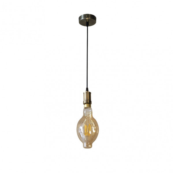 Lámpara colgante Dante de Abrila en estilo industrial moderno con diseño vintage LED de 8W, globo de vidrio ámbar y detalles en cuero, ideal para decoración interior del hogar, incluye bombilla LED, modelo 166891014.