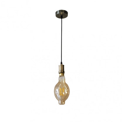 Lámpara colgante Dante de Abrila en estilo industrial moderno con diseño vintage LED de 8W, globo de vidrio ámbar y detalles en cuero, ideal para decoración interior del hogar, incluye bombilla LED, modelo 166891014.