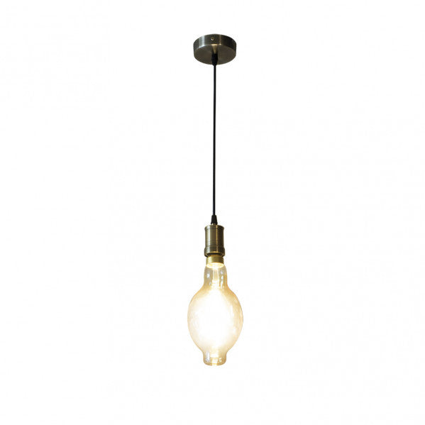 Lámpara colgante Dante de Abrila en estilo industrial moderno con pantalla de cuero y cristal ámbar, LED vintage de 8W incluida, ideal para decoración interior del hogar doméstico, referencia 166891014