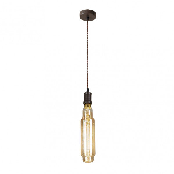 Lámpara colgante Elio de Abrila en marrón y ámbar, diseño vintage moderno de cristal y metal con LED de 8W, iluminación interior para decoración elegante (modelo 167091002).