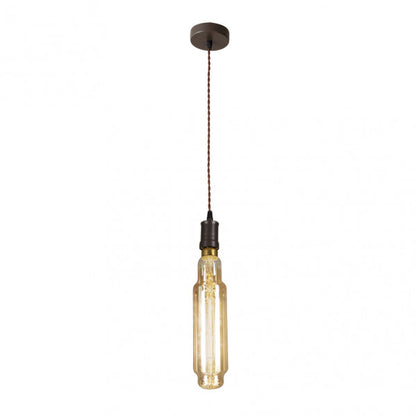 Lámpara colgante Elio de Abrila en marrón y ámbar, diseño vintage moderno de cristal y metal con LED de 8W, iluminación interior para decoración elegante (modelo 167091002).