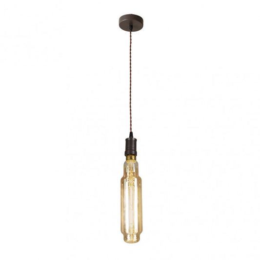 Lámpara colgante Elio de Abrila en marrón y ámbar, diseño vintage moderno de cristal y metal con LED de 8W, iluminación interior para decoración elegante (modelo 167091002).
