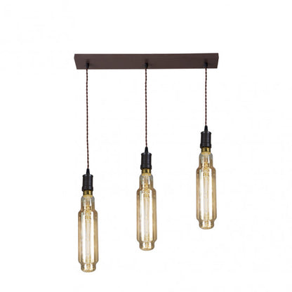 Lámpara colgante Elio de Abrila en marrón ámbar, diseño vintage industrial con 3xE27 para iluminación LED, ideal para decoración interior en hogar moderno, modelo 167093002 sin bombillas incluidas.
