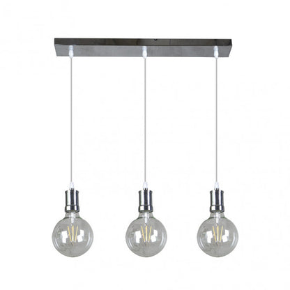 Lámpara colgante Prisco 3xE27 en acabado cromo de Abrila, diseño vintage moderno para iluminación LED en salón comedor, incluye bombillas, ideal para decoración interior (modelo 167193020)