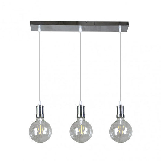 Lámpara colgante Prisco 3xE27 en acabado cromo de Abrila, diseño vintage moderno para iluminación LED en salón comedor, incluye bombillas, ideal para decoración interior (modelo 167193020)