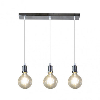 Lámpara colgante Prisco 3xE27 en cromo de Abrila (167193020), diseño vintage moderno para iluminación LED en salón comedor, incluye bombillas, ideal para decoración interior.