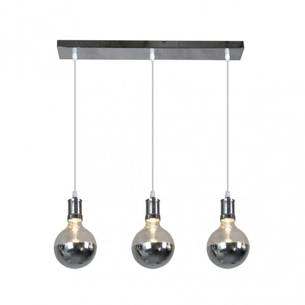 Lámpara colgante Gala de Abrila en acabado cromo brillante, diseño moderno con estilo vintage, para iluminación LED interior doméstica, modelo 167293020 con 3xE27, ideal para decoración elegante en comedores y salones.